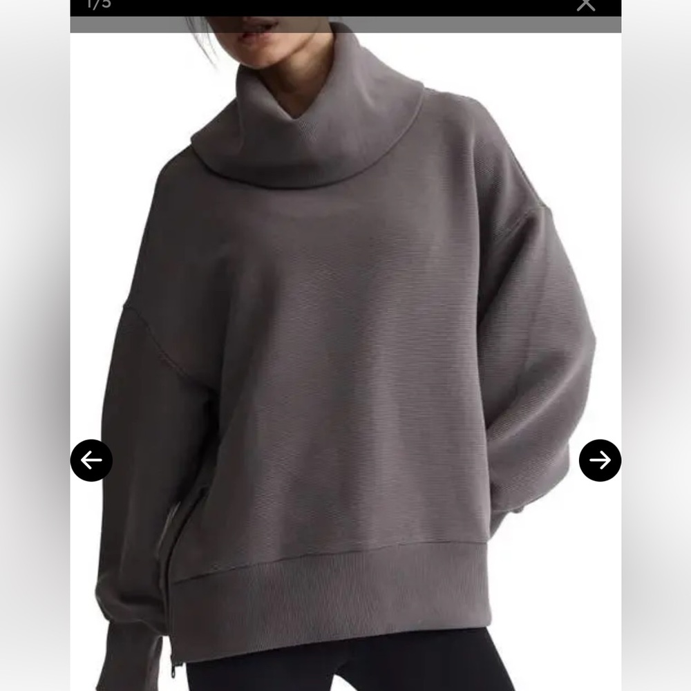 NWOT VARLEY Milton Cowl Neck Sweatshirt - Deep Charcoal size medium